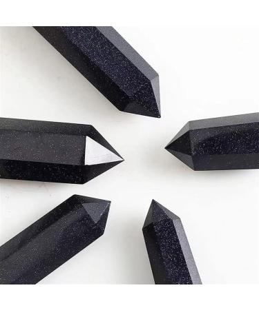 Collection 80mm-90mm Natural Crystal Blue Gold Sand Stone Tower Quartz Point for Feng Shui 1pc - Buy Online on SooperMarket.com