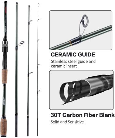 Goture Travel Fishing Rods 4 Piece Ultra Light Spinning Rod - Dark Green 8' - Best for Saltwater Trout, Bass, Walleye, Pike - Buy Online on SooperMarket.com