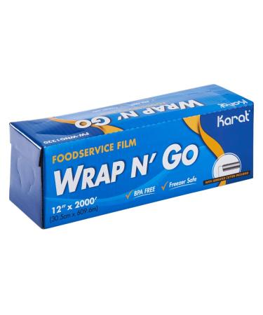 Karat 12-Inch x 2000 ft WRAP N GO Foodservice Film with Serrated Cutter 12" x 2000'