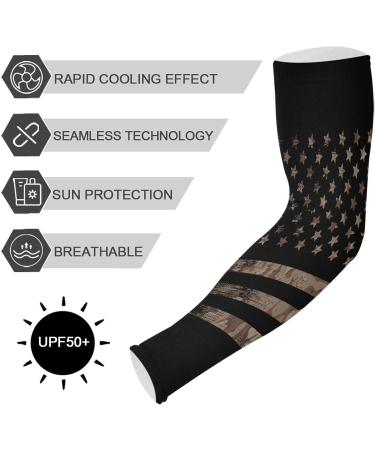 Dussdil American Flag Camou Gardening Arm Sleeves - Desert Camouflage UV Sun Protection Cooling Sleeves for Men and Women - Buy Online on SooperMarket.com