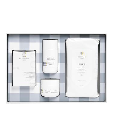 Beekman 1802 Pure Goat Milk 4-Piece Bodycare Gift Set - Includes Body Bar Soap (9 oz) Whipped Body Cream Mini (2 fl oz) Facial Cleansing Wipes (30 ct) & Milk Stick Natural Deodorant (2.5 oz)