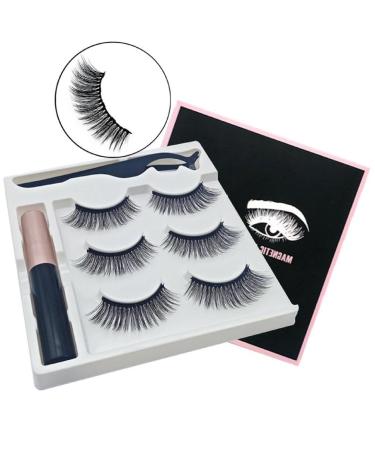 Magnetic Eyelashes And Eyeliner Kit 3 Pairs Reusable Magnetic Lashes With Eyeliner 3D Natural Look False Eyelashes Magnetic Eyelashes Natural Looking Lashes