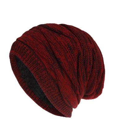 Rytejfes turban women soft bobble winter inner lining hat hood classic soft outdoor fleece headgear cap warm cashmere thermal thermal beanie hats cap one size red red