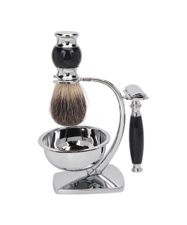 Men's Shaving Brushes Kit - 4 in 1 Stainless Steel Razor Blades Holder & Soft Cleaning Brush | Perfect Father's Day Gift Set for Men - Buy Online on SooperMarket.com