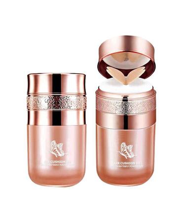 Butterfly pillow BB Cream air cushion CC Cream BB Cream moisturizing concealer bright make-up base durable with butterfly make-up sponge easy to use (light white)