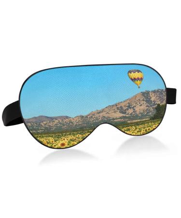 WELLDAY Sleep Mask Balloon Sunflowers Night Eye Shade Cover Soft Comfort Blindfold Blockout Light Adjustable Strap for Men Women