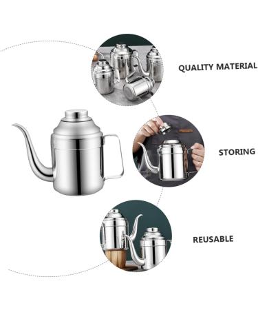 MAGICLULU Oil Can Gooseneck Kettle Olive Oil Decanter Soy Sauce Dispenser Containers Salad Oil Dispenser Bacon Container Olive Oil Jar Sturdy Vinegar Cruet Stainless Steel Storage Seasoning 13X6X6CM As Shown - Buy Online on SooperMarket.com