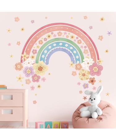 Wondever Large Rainbow Wall Decals - Colorful Boho Flower Peel and Stick Art Stickers for Girls Bedroom, Kids Room, Baby Nursery - Buy Online on SooperMarket.com