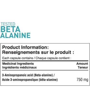 Tested Nutrition Beta Alanine Capsules | 750mg Beta Alanine Capsules | Reduced Muscle Fatigue Increased Endurance Strength Recovery | 45 Servings (180 Capsules) - Buy Online on SooperMarket.com