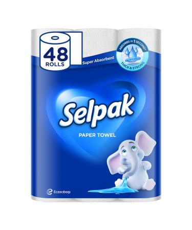 Selpak 100% pure cellulose kitchen roll 3-layer 3840 sheet moisture-resistant paper towels household cloth kitchen paper dermatologically tested towel rolls 48 rolls (4x12 rolls) 48 rolls (4x12)