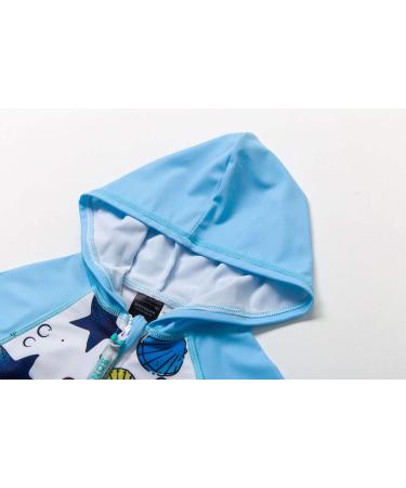 BONVERANO Baby Boys Swimsuit 6-9 Months Blue Star | UPF 50+ Full-Zip Hoodie One Piece Swimwear - Buy Online on SooperMarket.com