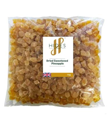 Hides Fine Foods - Dried Sweetened Diced Pineapple 1kg - Suitable for Vegetarians - GMO Free - Baking - Granola - Breakfast - Snacking - Desserts - Curries