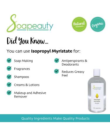 ISOPROPYL MYRISTATE Cosmetic Grade - Ideal for Soap Making, Fragrances, Shampoo, Creams & Lotions - Makeup Remover - Antiperspirants & Deodorants | 16 oz Pack | Sizes 2oz to 7 lbs - Buy Online on SooperMarket.com