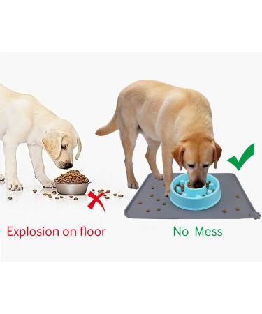 Joytale Silicone Waterproof Pet Bowl Mat - Large 21x14 or Medium 18.5x12 - Non Slip Bowl Placemat for Dogs and Cats - Grey - Buy Online on SooperMarket.com