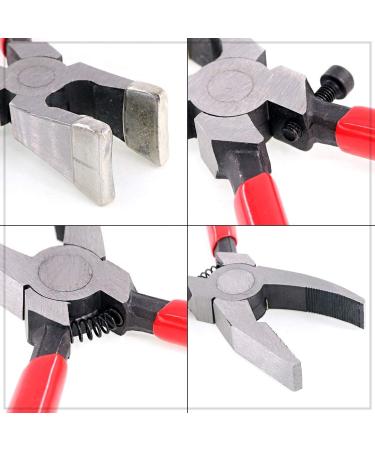 Swpeet Heavy Duty Breaker Grozer Pliers and Glass Running Pliers Kit - Perfect for Stained Glass | Flat & Curve Jaws with Rubber Tips - Buy Online on SooperMarket.com
