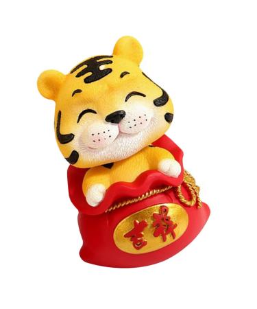 ORFOFE Digital Dash 1pc Year of The Tiger Bobble Head Ornament Crafts Office Resin Shake Your Head Red Fengshui Statue Red 1 6X6X9.5CM