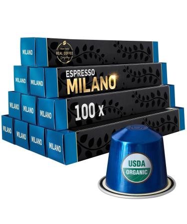 MILANO - Extra Strong Organic Espresso | 100 Pods | Compatible With Nespresso | Dark Roast | Organic Espresso Milano 100 Count (Pack of 1)