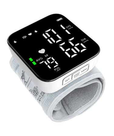 Ruord Blood Pressure Machine Large LED Backlit Display Adjustable Wrist Cuff Automatic Dual 99 Reading Memory Automatic Digital BP Monitor with Irregular Heartbeat Indicator for Home Use Black