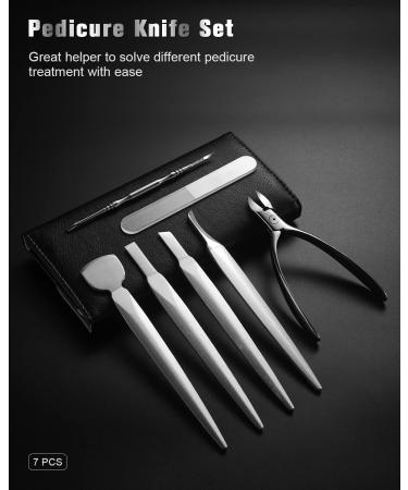 FERYES Pedicure Knife Ingrown Toenail Kit - 7 PCS Professional Toenail Grooming Tool Set with Super Sharp Clippers - Includes Leather Case - Buy Online on SooperMarket.com