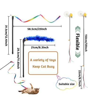 QUOZUO Cat Toys Kitten Toys Assortments 26 Packs Hanging Interactive cat Toys for Indoor Cats Cat Wand Toy Cat Feather Toys Cat Balls Cat Mouse Toy - Buy Online on SooperMarket.com