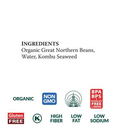 Eden Organic Great Northern Beans - 15 oz Can, No Salt, Non-GMO, Gluten Free, Vegan, Kosher, U.S. Grown - Heat and Serve, Macrobiotic - Smooth Texture - Similar to Cannellini - Buy Online on SooperMarket.com