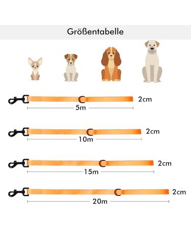 Tag Trag 20m Orange Dog Leash - Waterproof Easy to Clean Training Line for Small to Medium Dogs - Durable Handle & D-Ring - Buy Online on SooperMarket.com