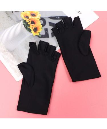Solustre UV Protection Manicure Gloves - Anti-UV Half-Finger Nail Dryer Tools - 2 Pairs in Black for Salon & Home Use - Buy Online on SooperMarket.com