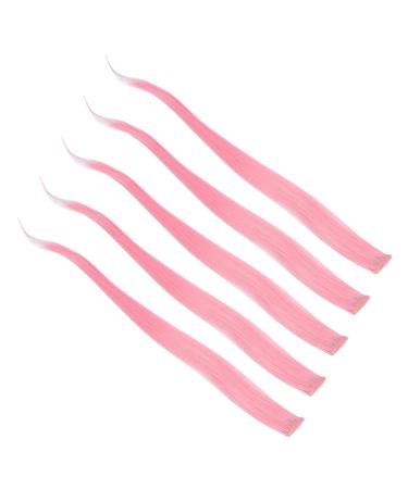 Colorful Lop Ears Wig Colorful Straight Hair Extensions Girls Daily Prom Hairpin (Light Pink)