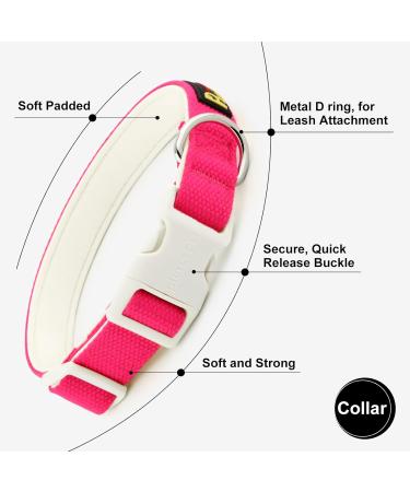 Plutus Pet Cotton Dog Collar Heavy Duty Collar with Soft Padding Adjustable and Comfortable for Small Medium and Large Dogs Hot Pink S Small Hot Pink - Buy Online on SooperMarket.com