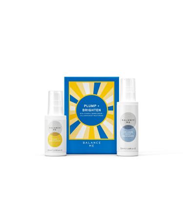 Balance Me Christmas Gift Set Plump + Brighten Vitamin C Repair Serum Collagen Boost Ultimate Holiday Skin Brightening Kit Natural/Vegan Skin Care 2 Full Size Products - 1 each Plump and Brighten