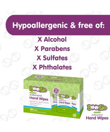 Boogie Wipes Hand Sanitizer Wipes - Alcohol-Free, Hypoallergenic Moisturizing Aloe - 30 Wipes (Pack of 1) - Buy Online on SooperMarket.com