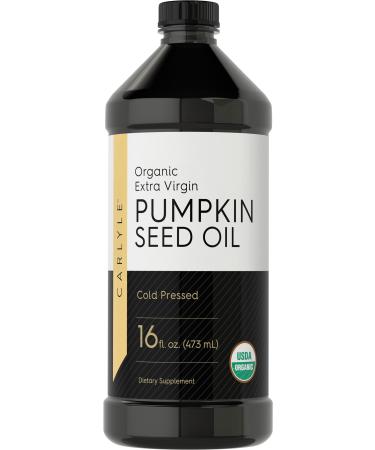 Carlyle Pumpkin Seed Oil 16oz Organic Cold Pressed | 100% Pure, Extra Virgin | Vegetarian, Non-GMO, Gluten Free | Safe for Cooking | Great for Hair and Face