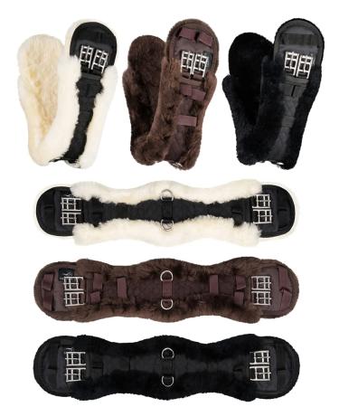 Equinate saddle strap LUKE with a real lambskin - anatomical short belt belly belt Dressurgurt 50 60 70cm Nature Brown Black (80cm brown) 80 brown