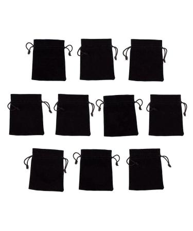 Wiz Dice 10 Medium 3" x 4" Black Velour Pouches with Drawstrings