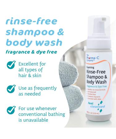 Pharma-C Foaming Rinse Free Shampoo & Body Wash 6 Pack - Waterless Hospital Tested Gentle Formula - Fragrance & Dye Free - Leaves Hair & Body Fresh - Buy Online on SooperMarket.com