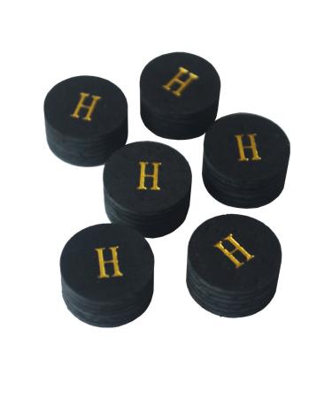 Collapsar 6pcs 14mm Black Multiple Layer Pigskin Pool Cue Tips H M S