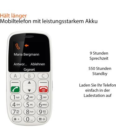 Gigaset GL390 White GSM - Senior Mobile Phone with SOS Button Large 2.2 Display & Easy-to-Use Keys | Compact Hearing Aid Compatible Cell Phone - Buy Online on SooperMarket.com