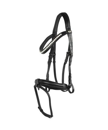 Marengos - bridle bridle Soft Crystal |Bridle horse & pony |English combined breeches made of leather & with anatomically shaped piece of neck |Bridle with a belt wing |Horses accessories in black black pony