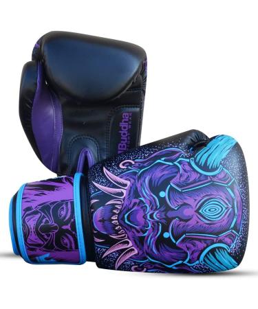 Buddha Fight Wear Fantasy Luzbel Boxing Gloves - 14oz Blue - Muay Thai & Kickboxing - High-Quality Synthetic Leather Odor-Inhibiting Reinforced Seams Unique Designs - Buy Online on SooperMarket.com