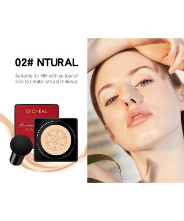 GL-Turelifes Mushroom Head CC Cream Air Cushion Foundation Water Feeling Flawless BB Cream Moisturizing Oil Control Long Lasting Lightweight & Smoothing Natural Concealer (H-02 Natural 0.53 Oz) 15 g (Pack of 1) H-02 Natural - Buy Online on SooperMarket.com