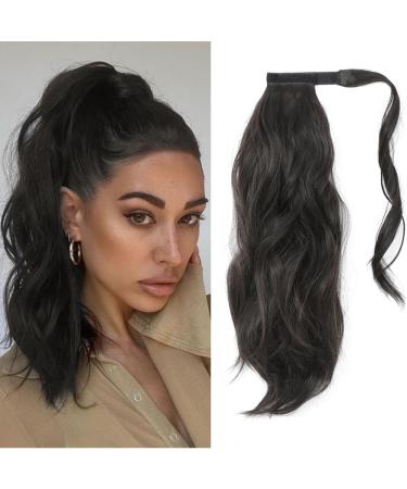 MORICHY Ponytail Extension 14Inch Synthetic Natural Wavy Ponytail Extension Hair Wrap Around Pony Tail Hair Extensions for Women Girls Black Brown Color (Brown Black) 14Inch Black Brown