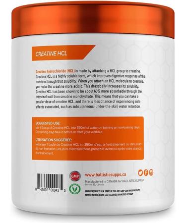 Ballistic Supps Creatine HCL 200 Grams - 57 Servings per Full Scoop - Buy Online on SooperMarket.com