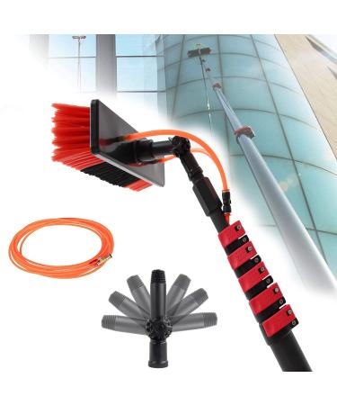 12-36 Foot (Long Reach) Photovoltaic Panels Cleaning Brush & Pole with 20m Hose Water Fed Pole Kit Outdoor Window Glass Cleaning Tool 35cm Brush Head 4M/13FT