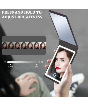 Compact Makeup Mirror Magnifying Mirror with Light Foldable 2-Sided Light Up Travel Mirror USB Rechargeable Compact Mirror 1X and 2X Makeup LED Mirror (Black) - Buy Online on SooperMarket.com
