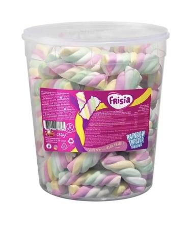 Frisia Rainbow Twister Mallows 680g Tub Drum Sweets Like Marshmallows New