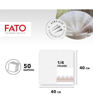 FATO Dry Paper Napkins - Airlaid Textile Effect 50 Pack 40x40 cm 4-Folded Bombay Cappuccino Pattern - Perfect for Dining & Events - Buy Online on SooperMarket.com