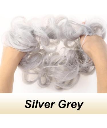 JJstar 2PCS Messy Bun Hair Pieces in Silver Grey - High Heat Resistant Synthetic Fiber Scrunchies for Women and Girls - Buy Online on SooperMarket.com