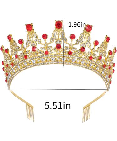 Kamirola Queen Crystal Tiara Headband for Women - Gold Red Wedding Hair Accessory - Buy Online on SooperMarket.com