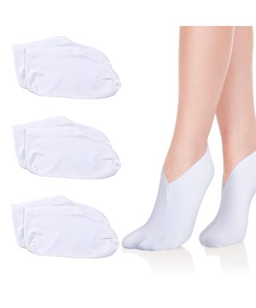 3 Pairs Moisturising Socks Cotton Socks for Moisturising Overnight Breathable Foot Moisturiser Socks White Soft Cotton Foot Cream Socks for Women Dry Cracked Feet
