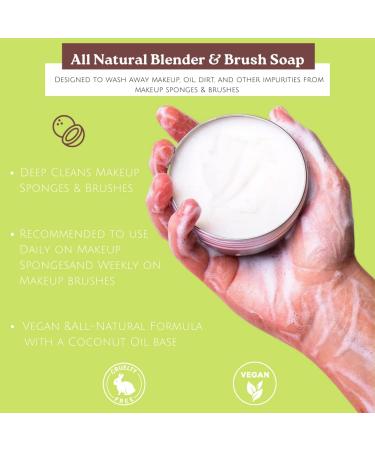CINEMA SECRETS All Natural Vegan Brush & Blender Sponge Soap with Coconut Oil | Includes Scrubber - Buy Online on SooperMarket.com